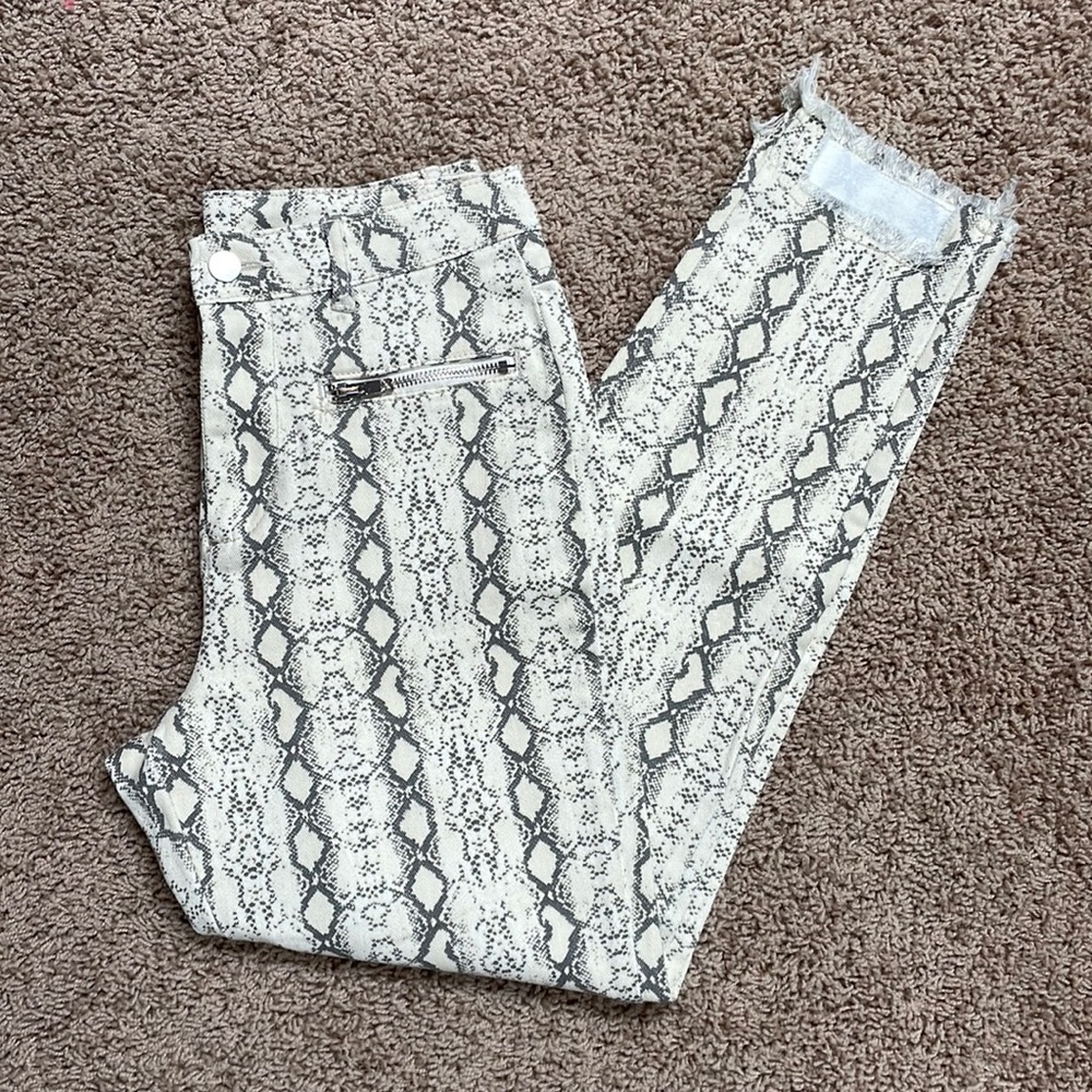 Snake print straight leg pants